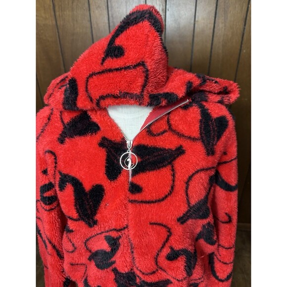 Y2K Baby Phat Red & Black Fuzzy Monogram Cat Hoodie Med  2000s Hole** - Picture 2 of 8